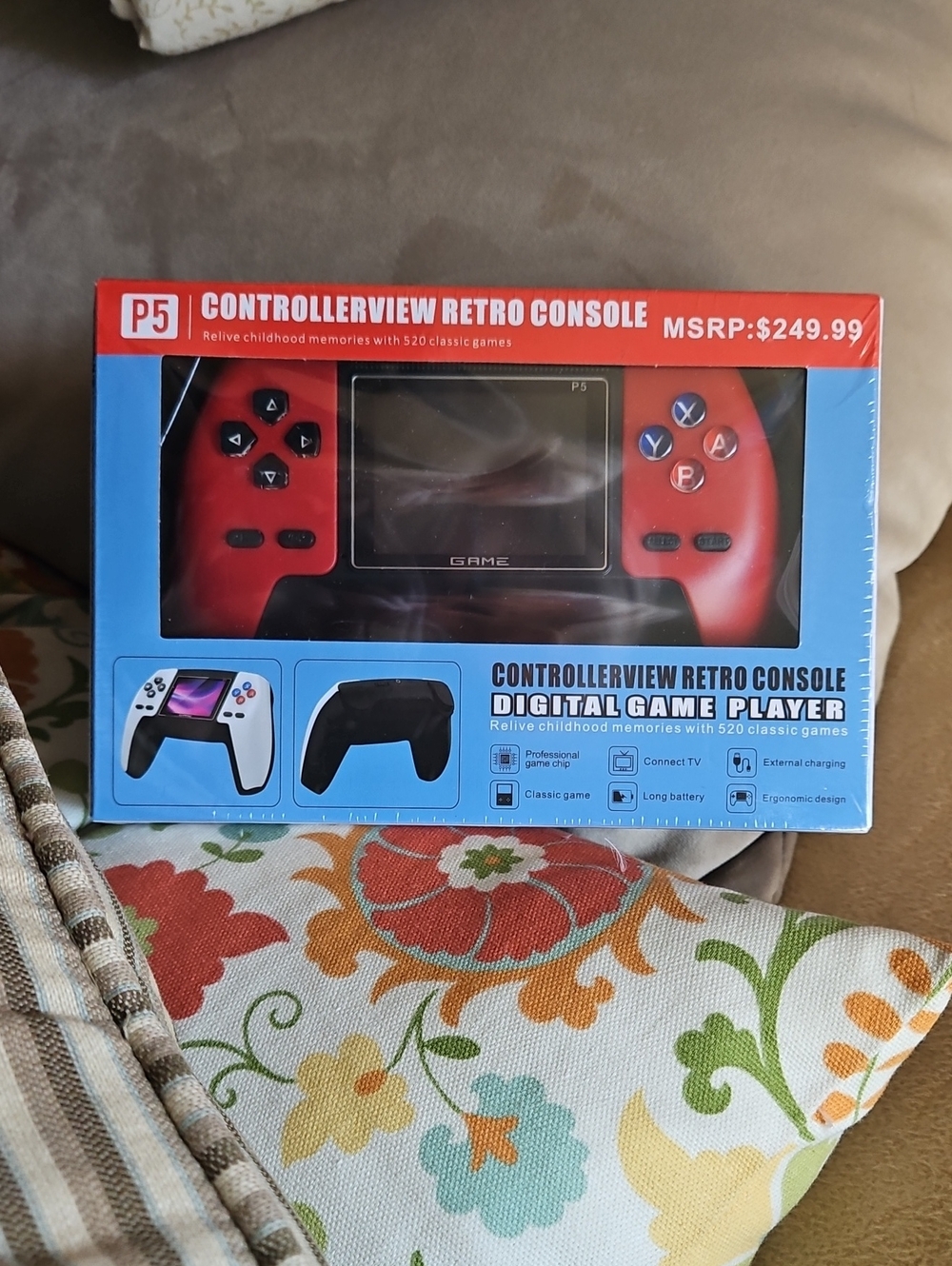 P5 ControllerView Retro Console Retro Handheld Console Red & Black Like New